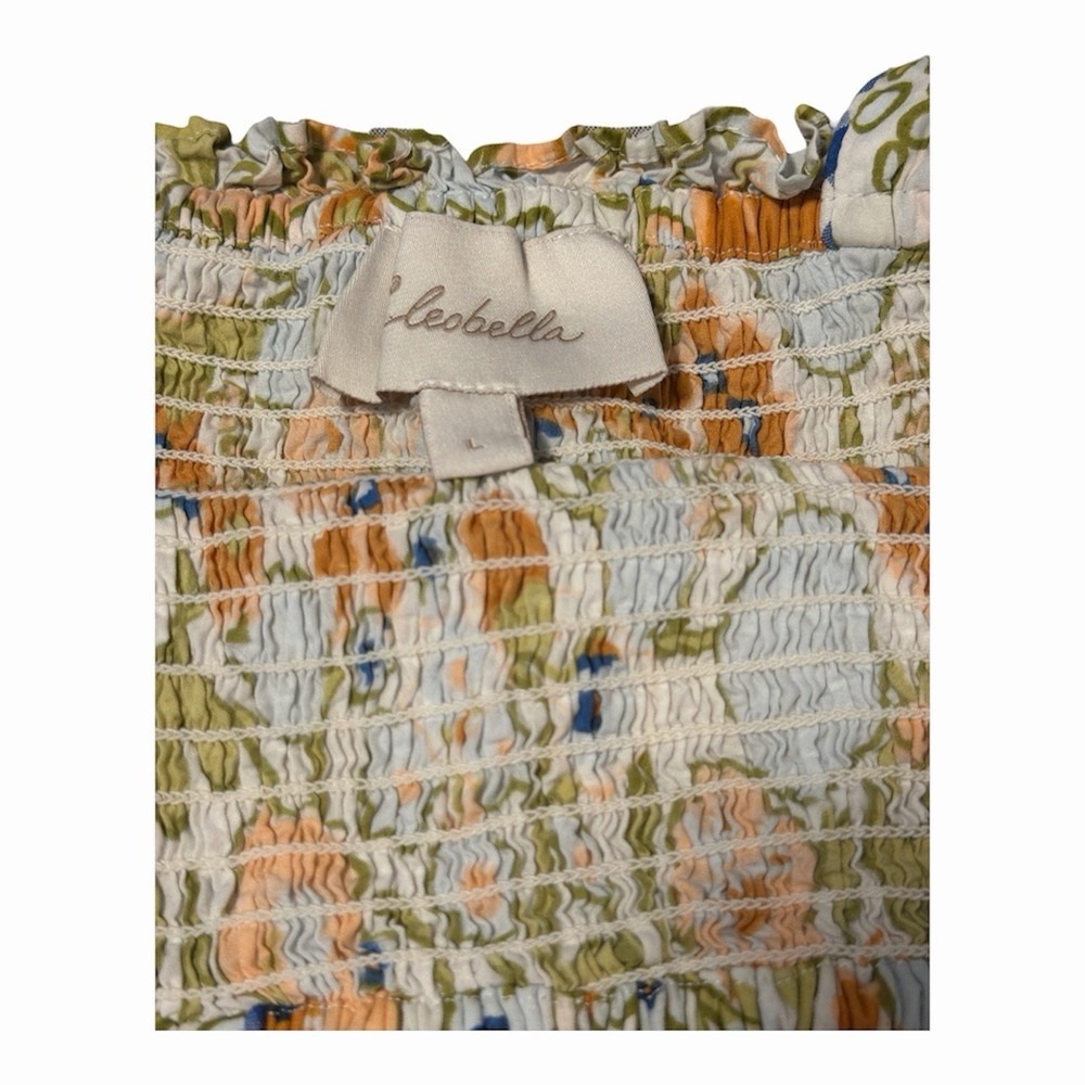 Cleobella Tamara Mini Dress Floral Smocked Organic Cotton Tiered Ruffle Boho - Picture 5 of 7
